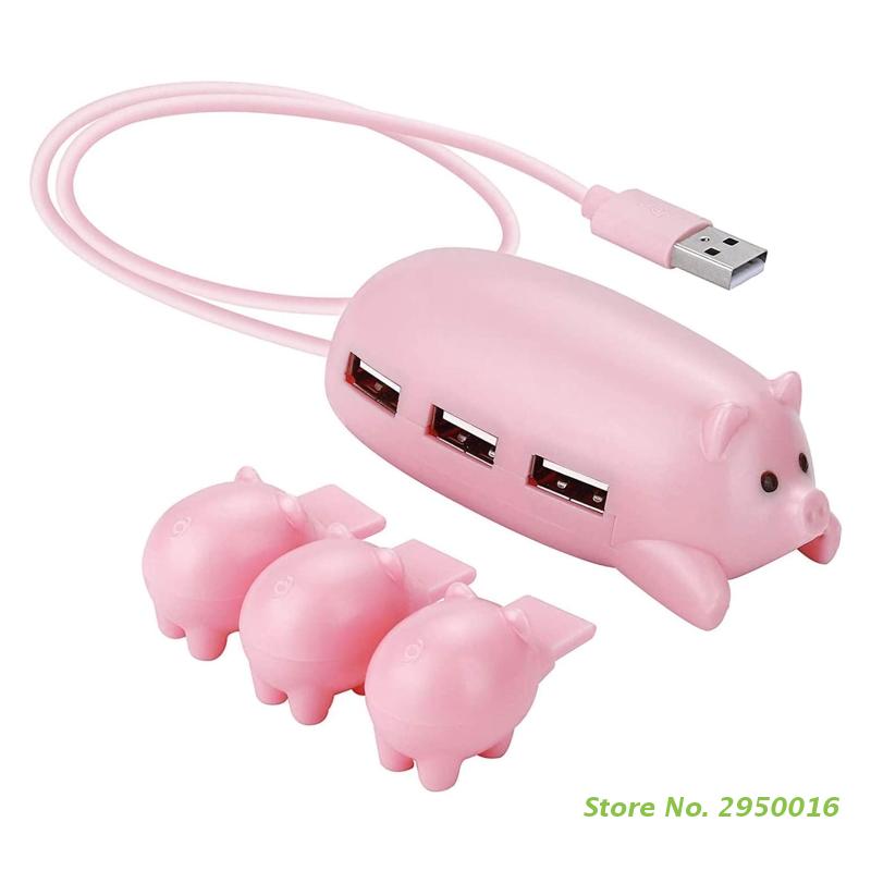 Cartoon Pink Pig 3 Port USB 2. - Laptop Accessories Pink reseña y precio