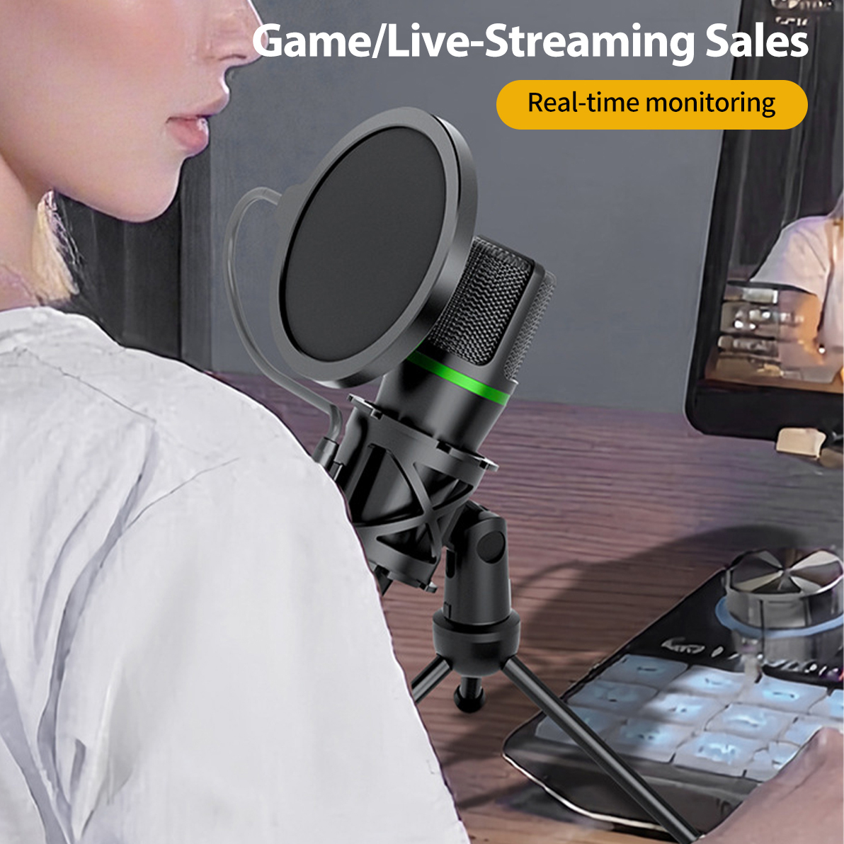 Condenser Microphone USB Wired - Laptop Accessories Rgb reseña y precio