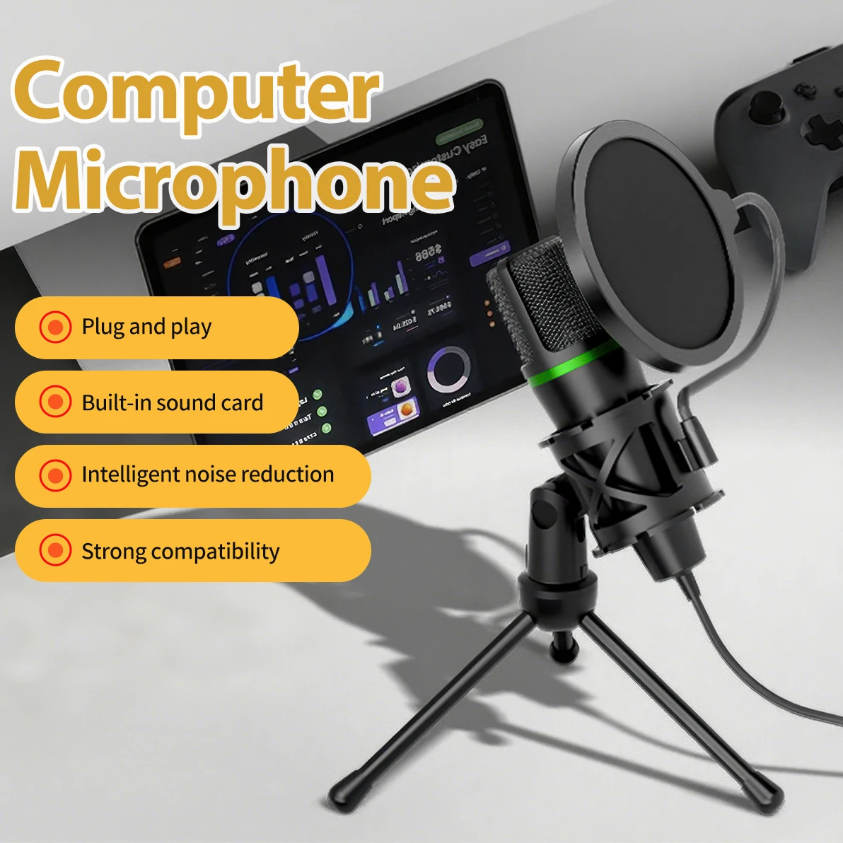 Condenser Microphone USB Wired - Laptop Accessories Rgb reseña y precio